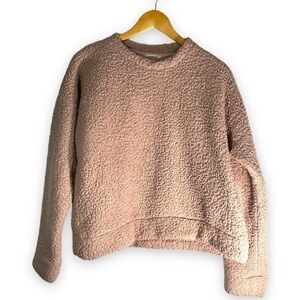 4 for $20 SALE! Harper Heritage Teddy Bear Sherpa Cropped Sweater, Dusty Rose, M